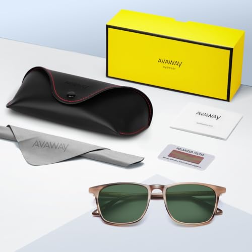 Image of AVAWAY Acetate Polarized Sunglasses for Men, UV400 Protection Fashion Retro Cool Square Frame Driving Fishing Sun Glasses