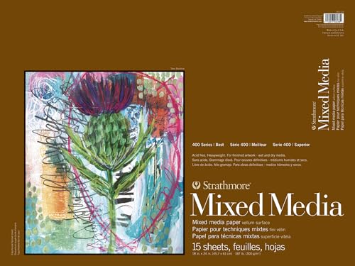 Strathmore Mixed Media Vellum Paper Pad 18 x 24-inch, 15 Sheets, White, 18"x24"