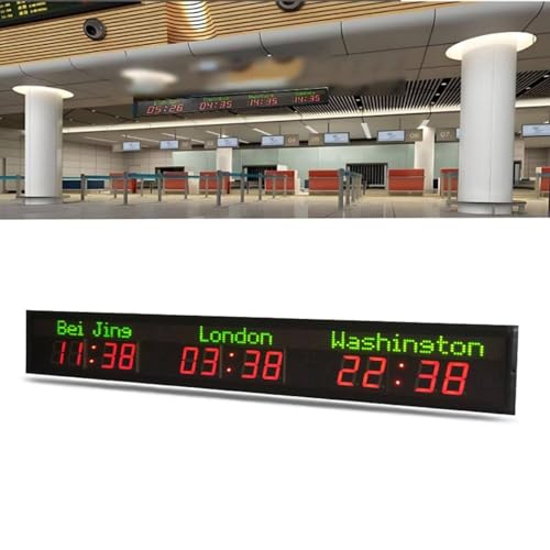 Horloge mondiale multi-fuseaux horaires, horloge murale, horloge multi-fuseaux horaires, horloges mondiales murales multi-fuseaux horaires,grande horloge mondiale numérique à LED,3Time