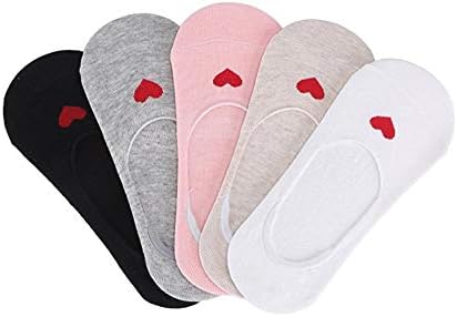 PACKO SOCKS Girls No Show Socks Kids Socks Low Cut Non-Slip kids no show socks for 6-12 Years Heart (5 Pairs)