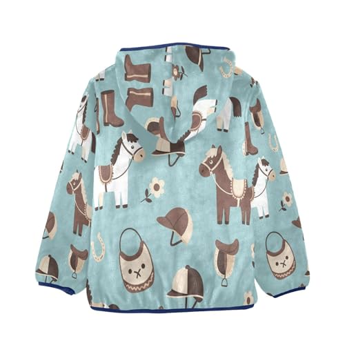 Horse Riding Gear Pattern_1 Toddler Fleece Jacket Girl Boys Hooded Fleece Jacket Coat Warm Outwear Zip-up 3-10T2