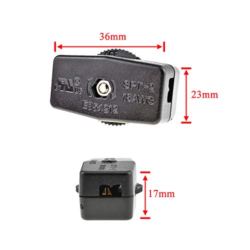 Hahiyo 2021011801-INLINECORDSWITCH 3A 125V Inline Rotary Cord Switch Adjustable Rotary Double Pole Control Switches Compact Wiring Design Easy Install 1 Pcs For Kitchen Lights Bedroom Table Lamp Light Gauge Wire thumb #3