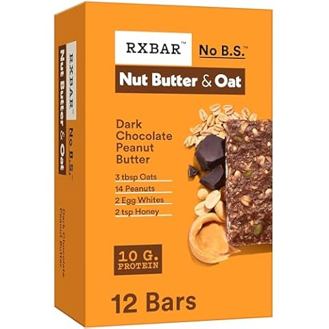 RXBAR Nut Butter and Oat Protein Bars, Protein Snacks, Snack Bars, Dark Chocolate Peanut Butter, 23.2oz Box (12 Bars) Cover