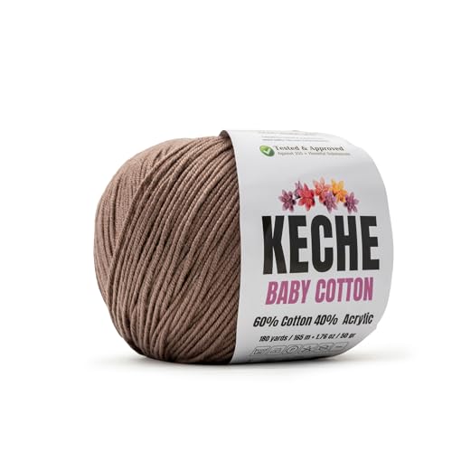 Image of Keche Baby Cotton, 60% Cotton 40% Acrylic Yarn, Soft Cotton Yarn for Crochet and Knitting, Amigurumi Yarn 1 Skein /Ball 1.76 Oz (50g) / 180 Yrds (165m) - Mink