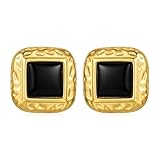 Catuni Pendientes gruesos vintage para mujer, aretes rojos y dorados, oro de 18 quilates, ovalados, acero inoxidable que no se deslustran, M, Acero inoxidable, Sin piedra preciosa