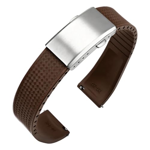 [-ł] 18mm 19mm 20mm 21mm 22mm tbfSXgbv FKM IK ZCR[ EHb`oh NCbN[X \tg Y uXbg EHb`ANZT[(Dark brown-Silver,21mm)