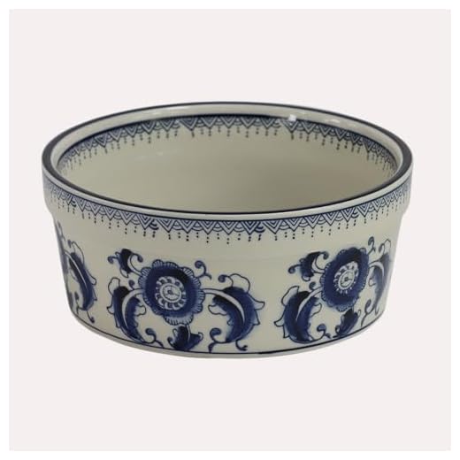 SYNWISH Handpainted Blue & White Porcelaine Large 45OZ Dog Bowls, Non Slip Heavy Ceramic Dog Pets Feeding Wet or Dry Food and Water Bowls Dish,Nice Gift -7.5"