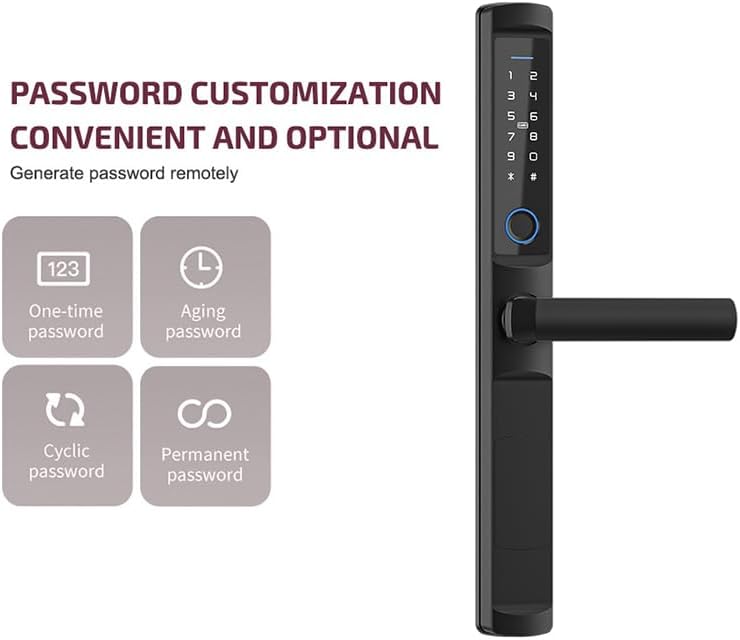 Miniatura 8 de Cerradura de puerta deslizante inteligente con huella digital, teclado digital y entrada sin llave. Manija de bloqueo inteligente Tuya App en negro