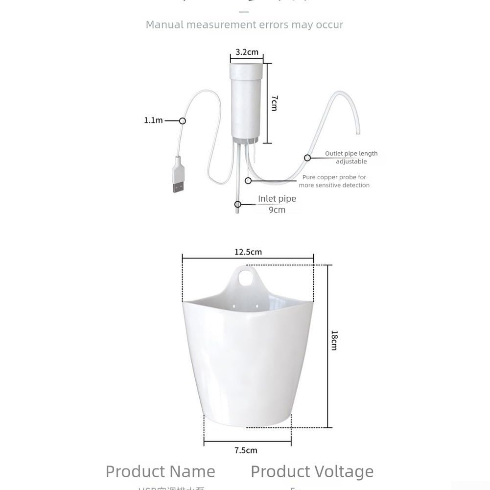 Pompe de drainage USB pour climatiseur, système silencieux d'élimination des condensats avec 5 V, 15 m, débit 450 ml/min pour unités AC 1-3P, kit d'installation (8 m)