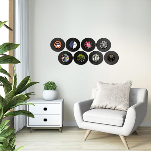Disques vinyle pour décoration murale rétro : lot de 8 singles de 7 pouces