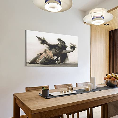 Hot Girl Posters Hawaiian Woman Hula Dance Abstract Posters Vintage Black And White Art Posters Wall Art Paintings Canvas Wall Decor Home Decor Living Room Decor Aesthetic 24X36Inch(60X90Cm) Frame-S #TOP2