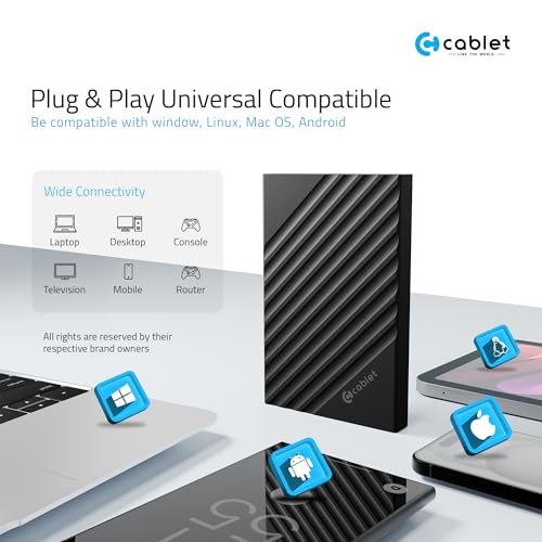 Image of Cablet 2.5 Inch SATA USB 3.0 HDD /SSD 5Gbps Speed Portable External Enclosure for 7mm and 9.5mm, Tool-Free Design, Supports UASP Max 6TB (HD2599-U3 (USB 3.0))