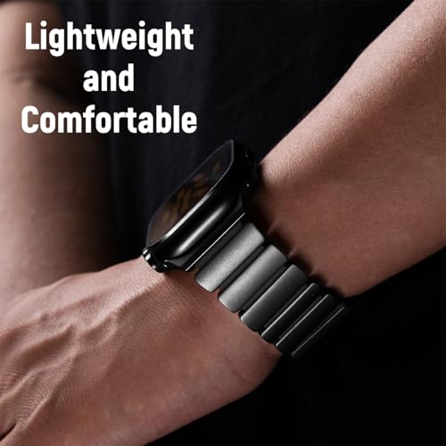 Image of Magnetic Titanium Band Compatible with Apple Watch Ultra 3 /2 /1 Band 49mm Series 11 10 46mm 45mm 44mm 42mm SE 3 /2 /1 9 8 7 6 5 4,Luxury Silicone Dual-Layer Link For iwatch Men Women