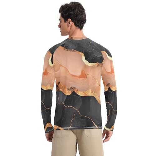 Marble Black Peach UPF 50+ Sun Shirts for Men Fishing Long Sleeve UV Protection Long Sleeve Running2