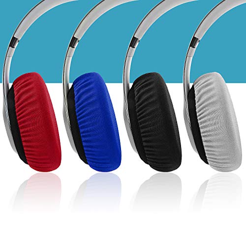 Cubiertas protectoras de almohadillas Flex Fabric con tela estirable y lavable para Beats Studio 3/2 Bose QC35 25 15 y otros audífonos con cojines de 3-4 pulgadas [2 pares] (Negro) miniatura 7