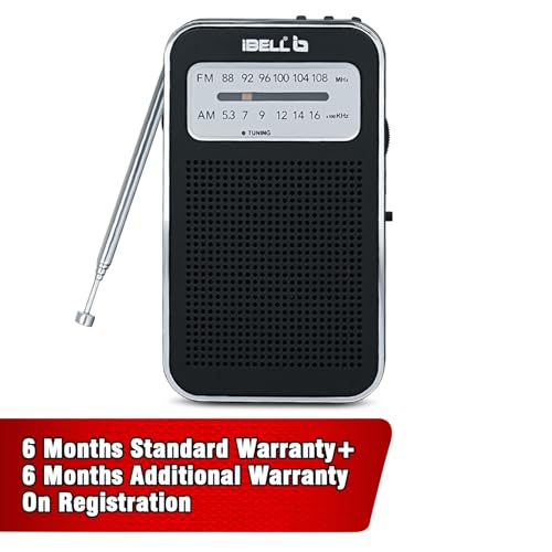 Image of iBELL FM720BT Portable Pocket FM Radio with Bluetooth Speaker, USB /SD MP3 Player, Rechargeable with Type C Port, 2 Band (Black)