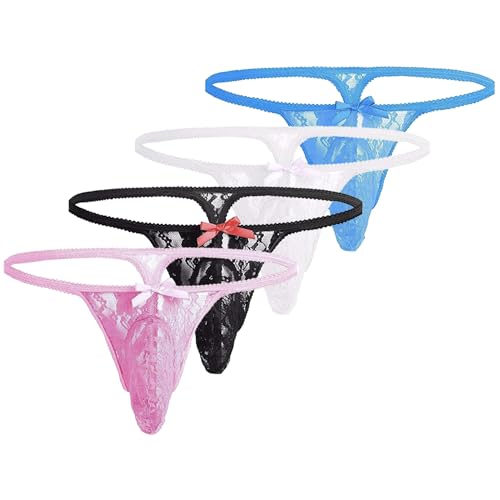 Men's Lace Thong Pouch Panties, Comfortable G-String Panties for Men