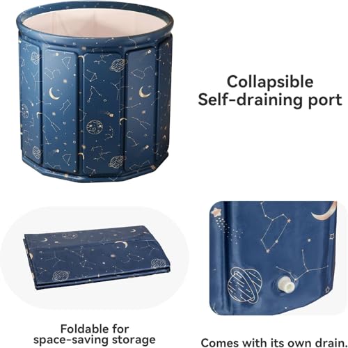 Image of Yagviz Newly Upgraded Portable Bath Tub for Adults -(70L x 65H cm) Foldable Cold Plunge Tub for Recovery - Collapsible Soaking Bath Tub for Shower Stall Home SPA - Outdoor Indoor Ice Bathtub