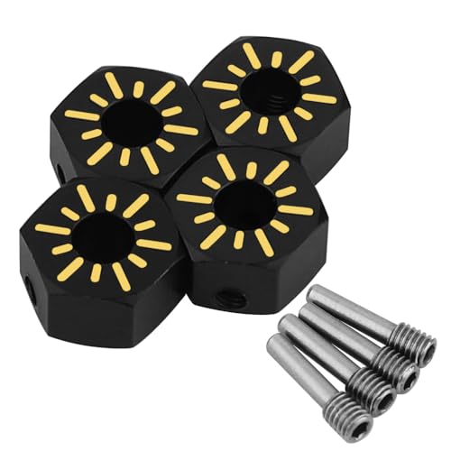 Pothyes Wheel Hex Hub Black Coating Brass Wheel Adapter for Axial SCX10 PRO AXI03028 SCX10 III,Capra 1.9 UTB 1/10 RC Crawler Upgrade Part (7mm)
