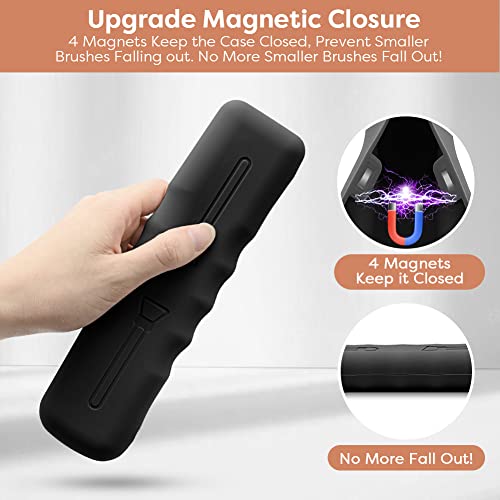 3Pack Travel Makeup Brush Holder,Silicone Makeup Brush Case Bag Soft Cute Portable Cosmetic Brushes Holders,Waterproof Makeup Brushes Organizer For Traveling With Magnetic Closure-Black,Pink,Khaki #TOP2