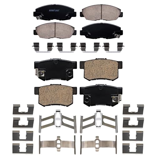 Image of Detroit Axle - Brake Pads for 2002-2003 2006-2011 Honda Civic 1998-2002 Accord 2001-2005 Acura EL, Front and Rear Ceramic Brake Pads w /Hardware Replacement