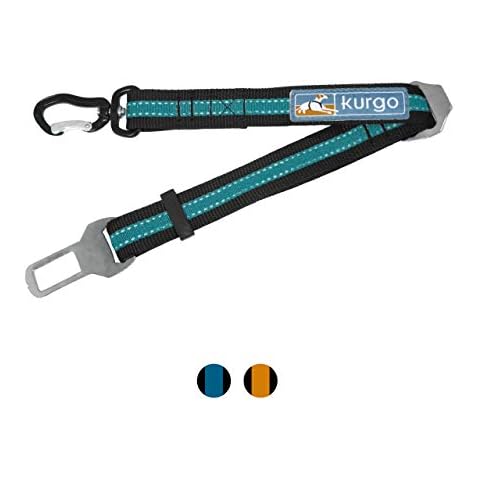 Kurgo Direct to Seatbelt Swivel Tether for Dogs Universal Car Seat Belt for Pets Adjustable Length Dog Safety Belt Carabiner Clip Easy Installation Compatible with Any Pet Harness (Blue) Cover