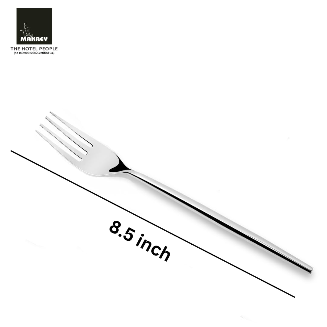 MAKREY Handcrafted Forged Stainless Steel Premium Cutlery 6 Pieces Set AP Fork 8"/20cm for Home & Restaurant Belle Round Design Glossy Finish (Pack of 6) 1