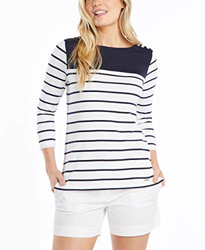 Nautica Women's Boatneck 3/4 Sleeve 100% Cotton Shirt
