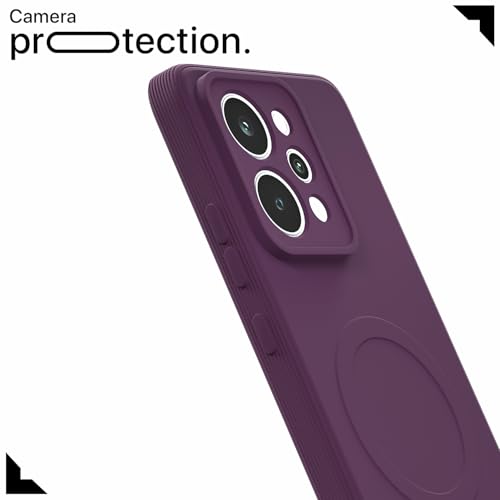 Image of Amazon Basics Back Cover for Realme P4 Power 5G Soft Matte Silicone with Camera Protection | Mag-Safe Logo (Not Mag-Safe Compatible) | Shockproof Slim Fit Bumper Case (Purple)
