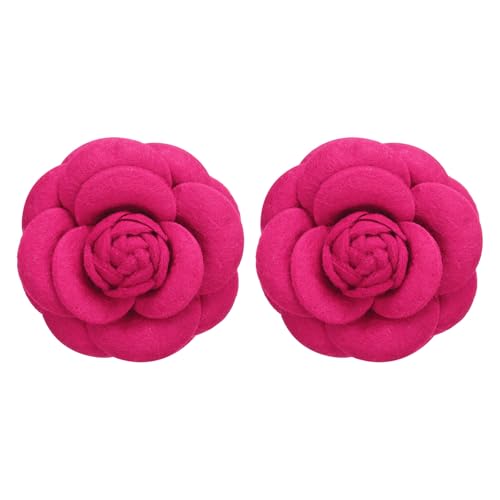 Image of PATIKIL Camellia Fabric Pin, 2 Pcs Flower Brooch Artificial Flowers Brooches for Women Girls Cloth Wedding Party Decor Accessories Jewelry Gift, White