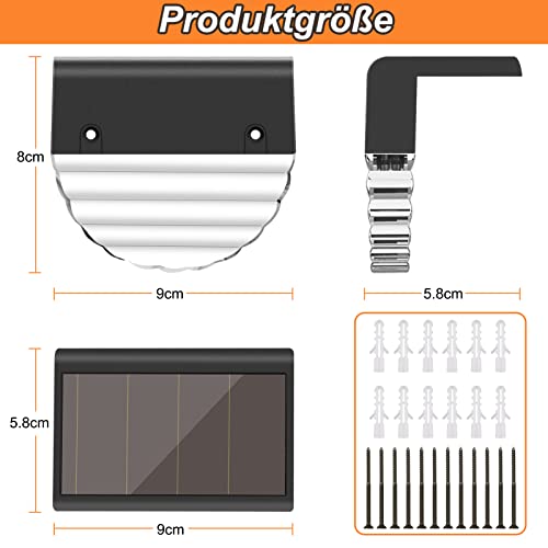 Fuqiduo Solarlampen Außen, IP65 Wasserdichte Solarleuchten mit 2 Modi (Warmweiß & Farbwechsel), Solarbetriebene Wandleuchte für Zaun, Garten, Terrasse, Treppen – 6 Stück