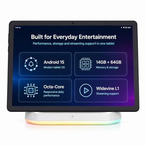 Image of Jeazans 2026 Upgraded Android Tablet with 64GB+1TB Expand, 10.1 inch Tablet with 8-Core, Dock Station, WiFi 6, Bluetooth 5.4, 3-Year Protection, Tablet for Students, Kids& Adults