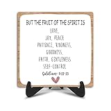 Christian Catholic Gifts for Women Men Religious Scripture Gift for Friends Coworkers Inspirational Gifts Bible Verse Decor Fruit of the Spirit Galatians 5:22 Wood Sign Plaque Desk Decor Table -39