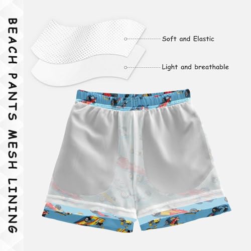 Hippie Vintage Racing Cars Boys Swim Trunks Race Car Flag Toddler Beach Board Shorts Baby Summer Bathing Suit XS Multicolor4