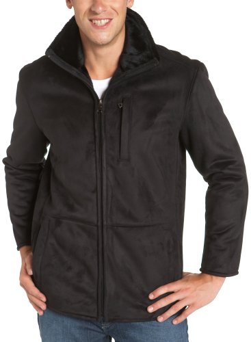 Marc New York Men's Faux Shearling Midlength Jacket, Black, Small