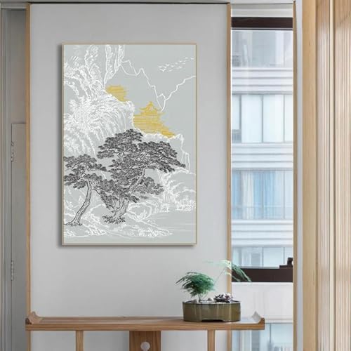Impression sur toile d'architecture ancienne chinoise 80x110 cm sans cadre pour salon