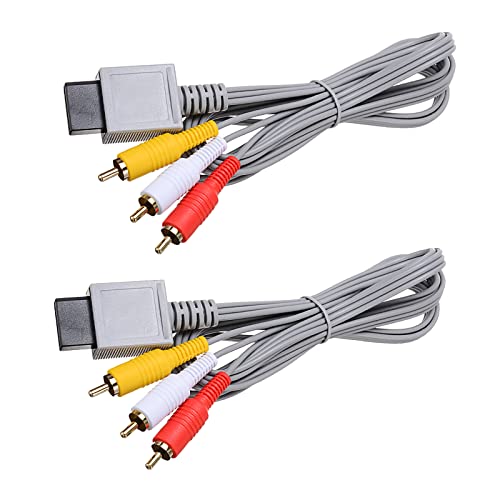 APKLVSR Câble AV pour Wii Wii U, 3 RCA Plaqué Or Câble Cordon pour Wii et Wii U Console, Composite Audio Vidéo Connecteur TV Câble Cordon Compatible avec Nintendo Wii Et Périphériques HDTV, 6FT 1.8M