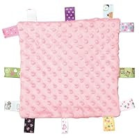 Taggy Blanket,Cotton Taggies for Babies Baby Comforter Tag Blanket,With Colorful Satin Ribbon Tags Security Soft Touch Soothing Plush Soft Breathable Senses for Infant Boy Girl Newborn Gift (Pink)
