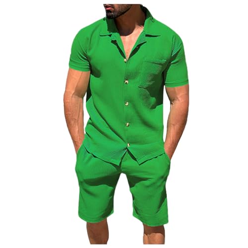 Ensemble homme été chemise et short XL vert contre la chaleur pour rester élégant et frais