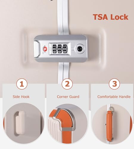 feilario 20in Hardshell Carry-On Luggage, Aluminum Frame Zipperless Suitcase with Brake Wheels, TSA-Accepted Lock & Side Hooks (Beige (zipperless closure), 20in)2