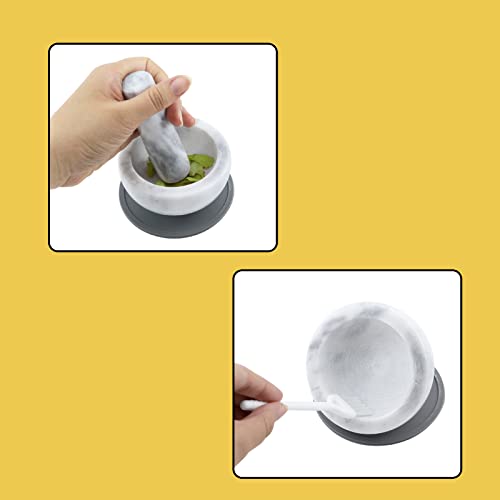 Wdonay Mortar And Pestle Set, 3.54" Small Bowl Grinder Marble Spice Herb Grinder Food Crusher With A Silicone Placemat And A Small Brush #TOP4