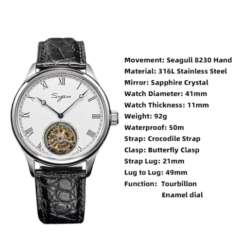 WatchAE - Sugess 2021 Tourbillon Watch Luxury Men Mechanical Wristwatches Hand Wind Seagull ST8230 Movement Sapphire Crystal Luxury Gift