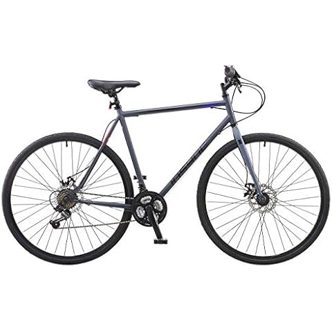Insync Crater Men's Hybrid Bike With Lightweight Alloy Wheels & 20/22-Inch Steel Frame, 18-Speed Sunrun Gearing & Sunrun Shifters, Freewheel 6 Speed Index 14-28T, Mechanical Disc Brakes, Black Colour Cover