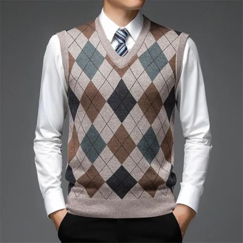 Fall And Winter Men's Sweater Vest V Neck Casual Vintage Sleeveless Knitted Pullover Sweater2
