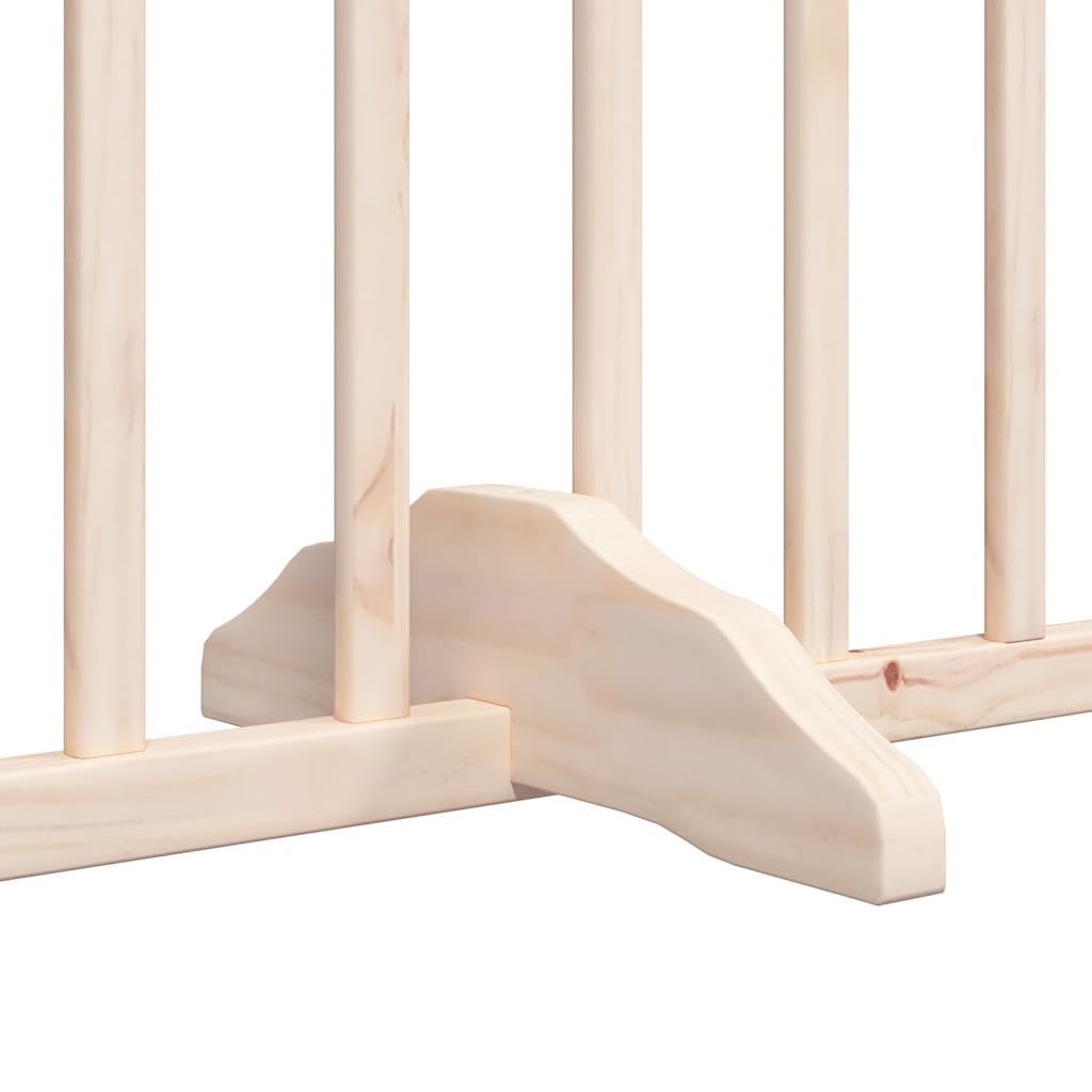 Puerta plegable para perros de madera de álamo de 320 cm con puerta, independiente, plegable, ideal como barrera, protección y seguridad para cachorros, perros, jardín, vivienda, interior y