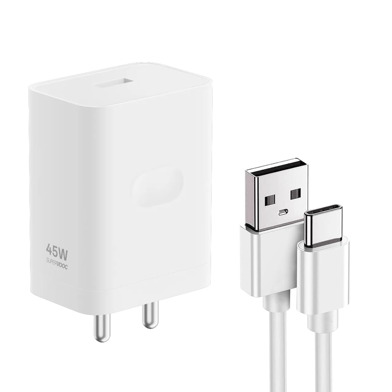 45W SuperVOOC Fast Charger Adapter with USB to C Cable Compatible with Oppo A78 5G/ A79 / A59/ A3 Pro/ K12x/ F27/ F27 Pro 5G/ Reno12 F 5G (45 W Adapter & Cable)-image-23