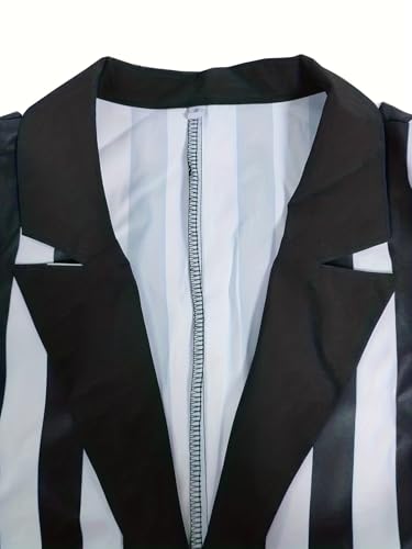 Mrjitor Damen Smoking mit Breiten Streifen Blazer Einreiher Anzugjacke Mantel mit gekerbtem Revers