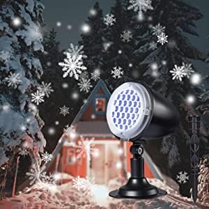 Christmas Snowfall Projector Lights,Rusoso Christmas LED Projector Lights,IP65 Waterproof White Snow for Outdoor Indoor Decoration Lighting on Halloween Birthday Wedding Party