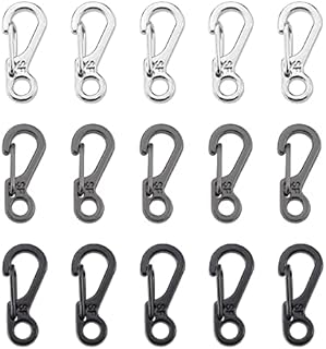 Rayong 15Pcs Small Carabiner 1 Inch SF Mini Carabiner Clip Aluminum Small Carabiner Clips Spring Snap Keyring Hook Paracord Carabiners for Camping Traveling Hiking Keychains Outdoor, 3 Colors