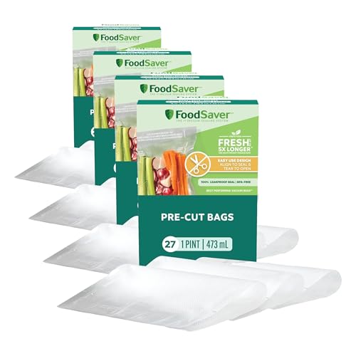 Image of FoodSaver Pint Pre-Cut Vacuum Seal Bags, Easy Use Vacuum Storage Bags, Align to Seal and Tear to Open Vacuum Sealer Storage Bags, 108 Pack